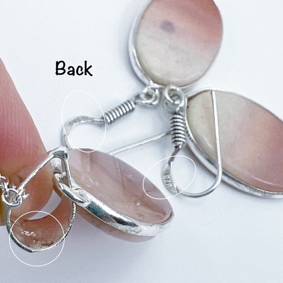 Pink Opal Pendant Necklace and Earrings Set Sterling Silver 925 - Picture 5 of 7